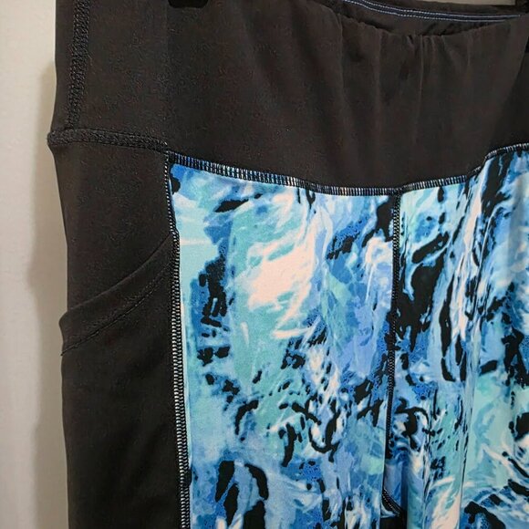 LuLaRoe Blue Black Yoga Pants Women’s 1X High Rise Stretch Activewear - Picture 4 of 8